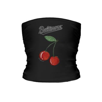 Women's Tiny Turnip Black Baltimore Orioles Cherries Crop Tube Top