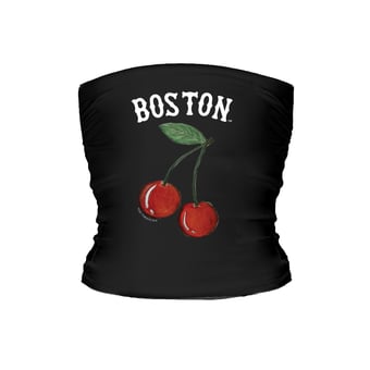Women's Tiny Turnip Black Boston Red Sox Cherries Crop Tube Top