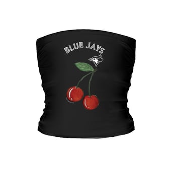 Women's Tiny Turnip Black Toronto Blue Jays Cherries Crop Tube Top