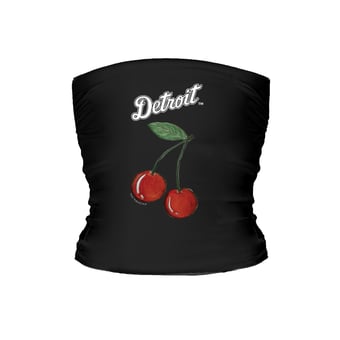 Women's Tiny Turnip Black Detroit Tigers Cherries Crop Tube Top