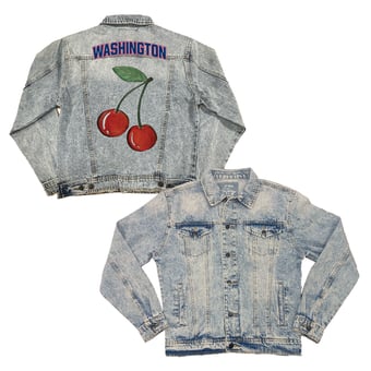 Women's Tiny Turnip Washington Nationals Cherries Boyfriend Full-Button Denim Jacket