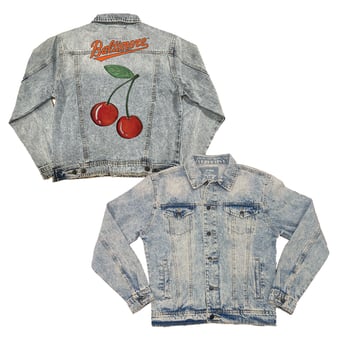 Women's Tiny Turnip Baltimore Orioles Cherries Boyfriend Full-Button Denim Jacket