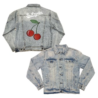 Women's Tiny Turnip Los Angeles Dodgers Cherries Boyfriend Full-Button Denim Jacket