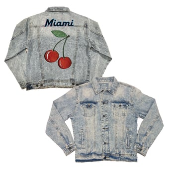Women's Tiny Turnip Miami Marlins Cherries Boyfriend Full-Button Denim Jacket