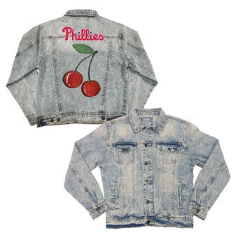 Women's Tiny Turnip Philadelphia Phillies Cherries Boyfriend Full-Button Denim Jacket
