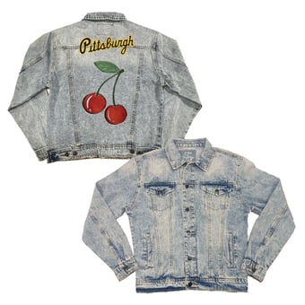 Women's Tiny Turnip Pittsburgh Pirates Cherries Boyfriend Full-Button Denim Jacket