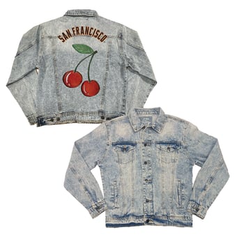 Women's Tiny Turnip San Francisco Giants Cherries Boyfriend Full-Button Denim Jacket