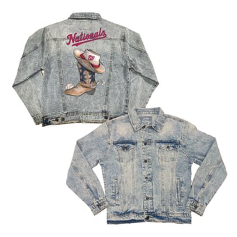 Women's Tiny Turnip Washington Nationals Cowboy Boot Boyfriend Full-Button Denim Jacket