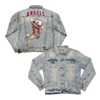 Women's Tiny Turnip Los Angeles Angels Cowboy Boot Boyfriend Full-Button Denim Jacket