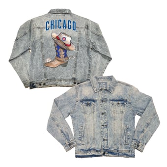 Women's Tiny Turnip Chicago Cubs Cowboy Boot Boyfriend Full-Button Denim Jacket