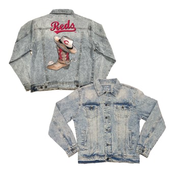 Women's Tiny Turnip Cincinnati Reds Cowboy Boot Boyfriend Full-Button Denim Jacket