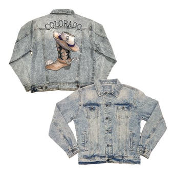 Women's Tiny Turnip Colorado Rockies Cowboy Boot Boyfriend Full-Button Denim Jacket