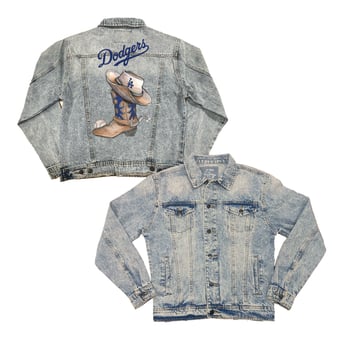 Women's Tiny Turnip Los Angeles Dodgers Cowboy Boot Boyfriend Full-Button Denim Jacket