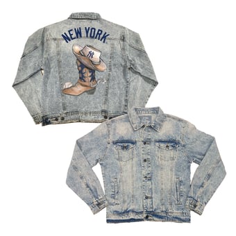 Women's Tiny Turnip New York Yankees Cowboy Boot Boyfriend Full-Button Denim Jacket