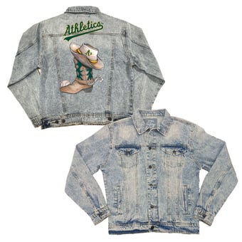 Women's Tiny Turnip Athletics Cowboy Boot Boyfriend Full-Button Denim Jacket