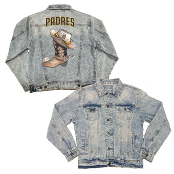 Women's Tiny Turnip San Diego Padres Cowboy Boot Boyfriend Full-Button Denim Jacket