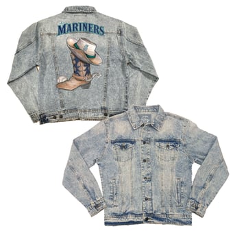 Women's Tiny Turnip Seattle Mariners Cowboy Boot Boyfriend Full-Button Denim Jacket