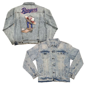 Women's Tiny Turnip Texas Rangers Cowboy Boot Boyfriend Full-Button Denim Jacket