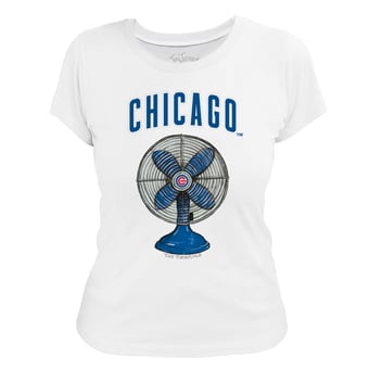 Women's Tiny Turnip White Chicago Cubs Fan T-Shirt
