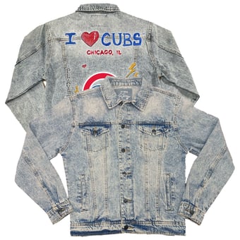 Women's Tiny Turnip Chicago Cubs I Heart Boyfriend Full-Button Denim Jacket