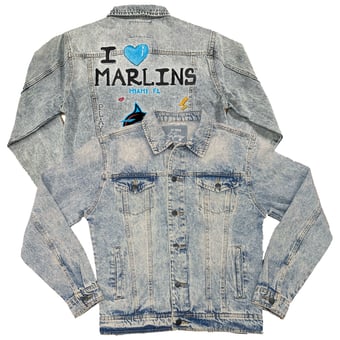 Women's Tiny Turnip Miami Marlins I Heart Boyfriend Full-Button Denim Jacket
