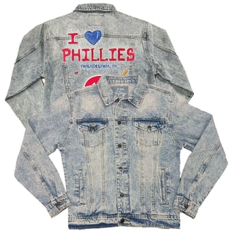 Women's Tiny Turnip Philadelphia Phillies I Heart Boyfriend Full-Button Denim Jacket