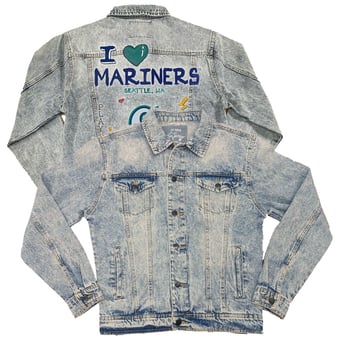 Women's Tiny Turnip Seattle Mariners I Heart Boyfriend Full-Button Denim Jacket