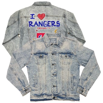 Women's Tiny Turnip Texas Rangers I Heart Boyfriend Full-Button Denim Jacket
