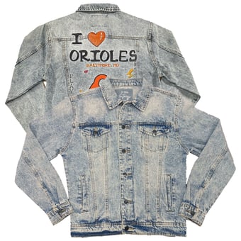 Women's Tiny Turnip Baltimore Orioles I Heart Boyfriend Full-Button Denim Jacket