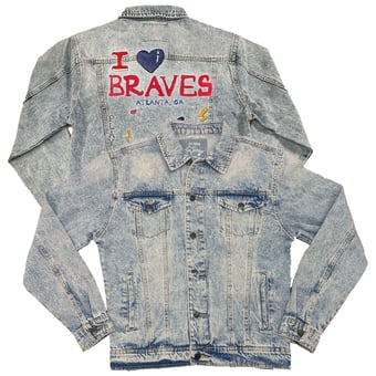 Women's Tiny Turnip Atlanta Braves I Heart Boyfriend Full-Button Denim Jacket