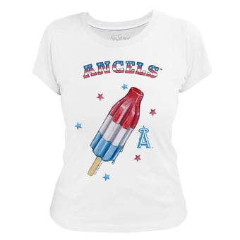 Women's Tiny Turnip White Los Angeles Angels Rocket Pop T-Shirt