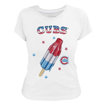 Women's Tiny Turnip White Chicago Cubs Rocket Pop T-Shirt