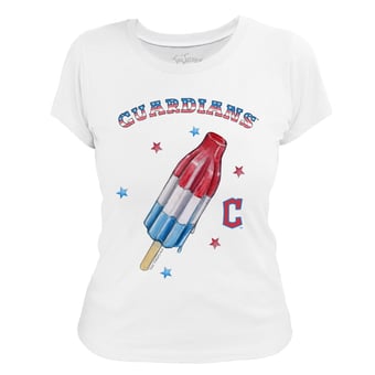 Women's Tiny Turnip White Cleveland Guardians Rocket Pop T-Shirt