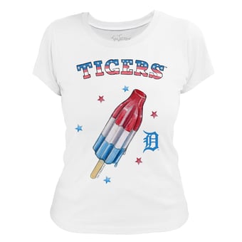 Women's Tiny Turnip White Detroit Tigers Rocket Pop T-Shirt