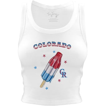 Women's Tiny Turnip White Colorado Rockies Rocket Pop Crop Tank Top