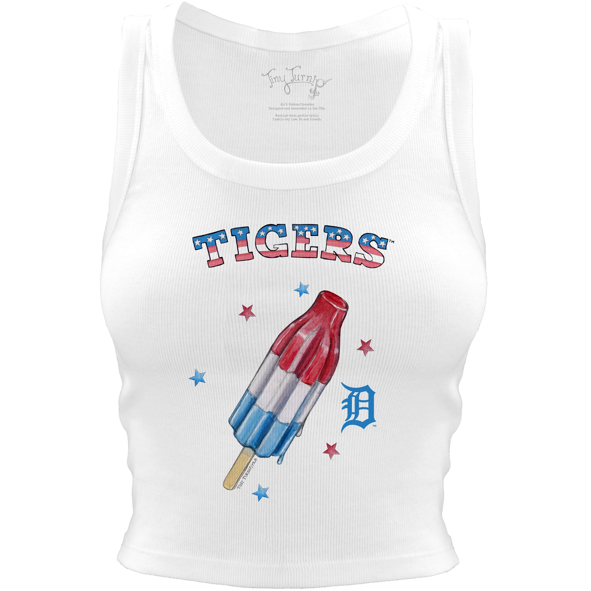 Women's Tiny Turnip White Detroit Tigers Rocket Pop Crop Tank Top