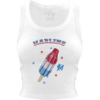 Women's Tiny Turnip White Miami Marlins Rocket Pop Crop Tank Top