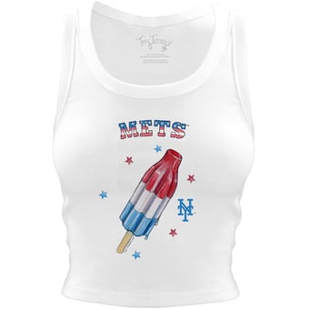 Women's Tiny Turnip White New York Mets Rocket Pop Crop Tank Top