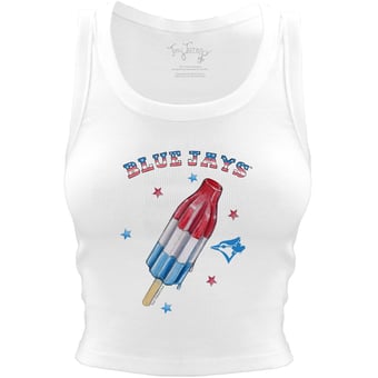 Women's Tiny Turnip White Toronto Blue Jays Rocket Pop Crop Tank Top