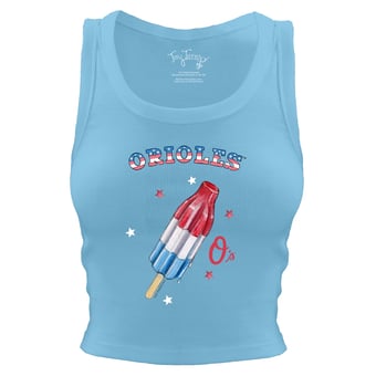 Women's Tiny Turnip Sky Blue Baltimore Orioles Rocket Pop Crop Tank Top