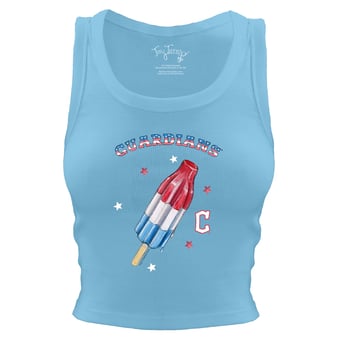 Women's Tiny Turnip Sky Blue Cleveland Guardians Rocket Pop Crop Tank Top