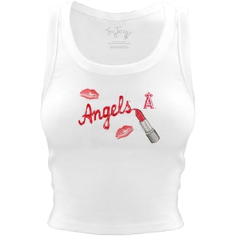 Women's Tiny Turnip White Los Angeles Angels Lipstick Crop Tank Top