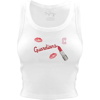 Women's Tiny Turnip White Cleveland Guardians Lipstick Crop Tank Top