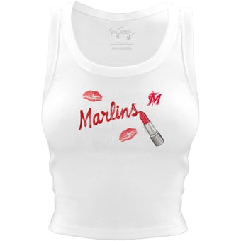 Women's Tiny Turnip White Miami Marlins Lipstick Crop Tank Top
