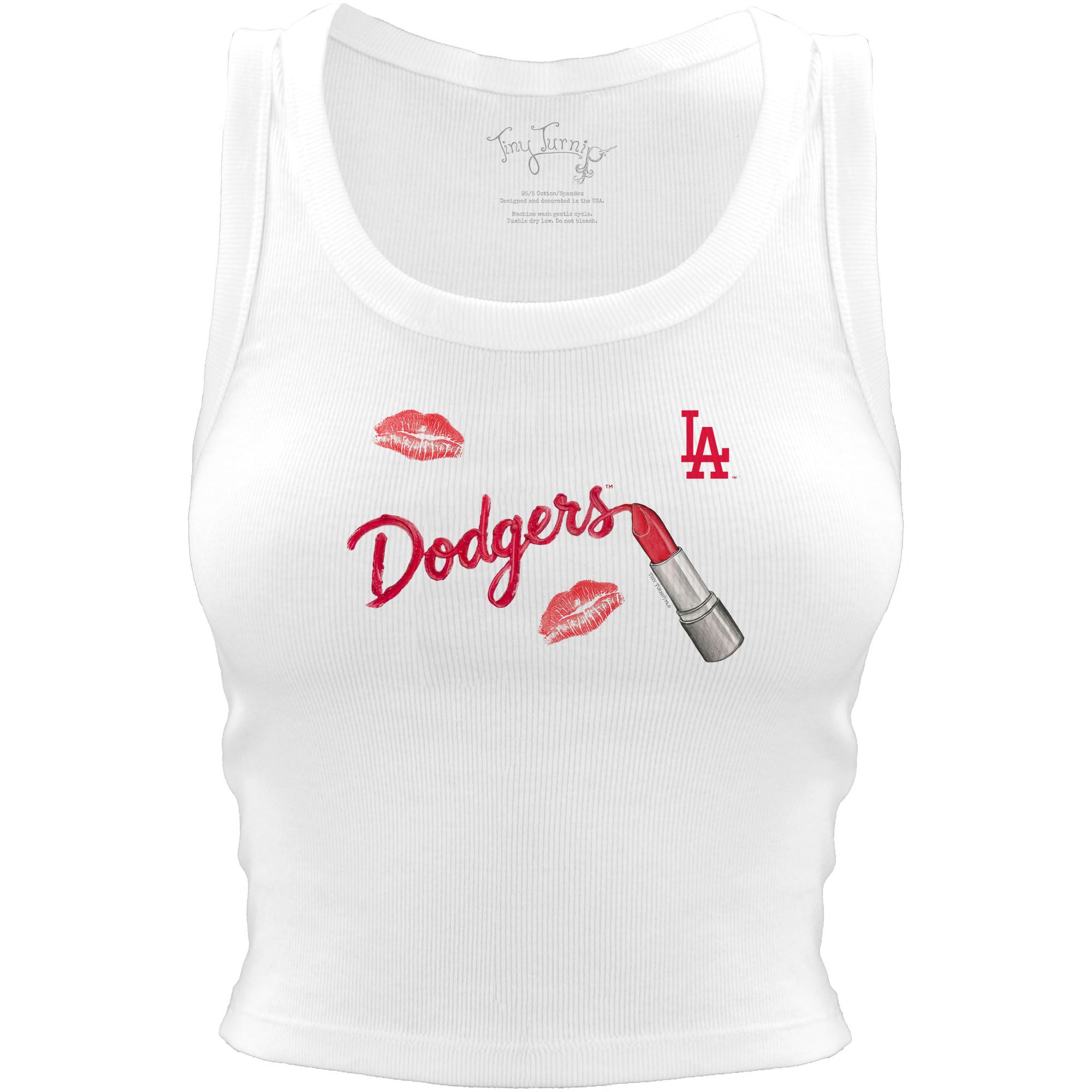 Women's Tiny Turnip White Los Angeles Dodgers Lipstick Crop Tank Top