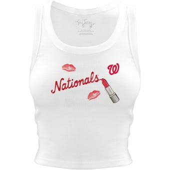 Women's Tiny Turnip White Washington Nationals Lipstick Crop Tank Top