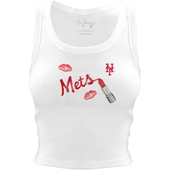 Women's Tiny Turnip White New York Mets Lipstick Crop Tank Top