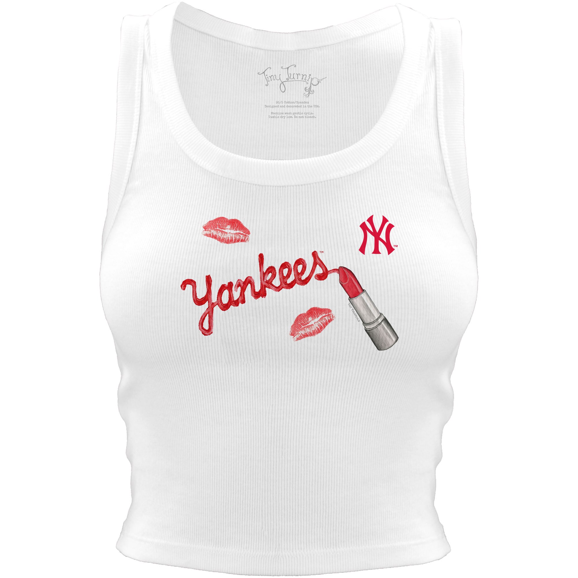 Women's Tiny Turnip White New York Yankees Lipstick Crop Tank Top