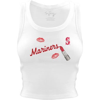 Women's Tiny Turnip White Seattle Mariners Lipstick Crop Tank Top