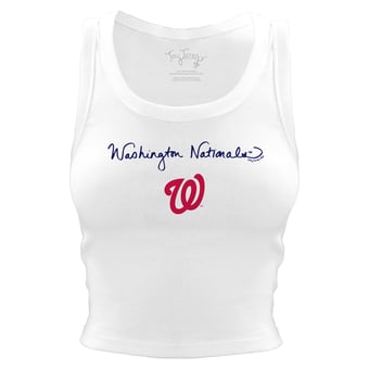 Women's Tiny Turnip White Washington Nationals Script Logo Crop Tank Top